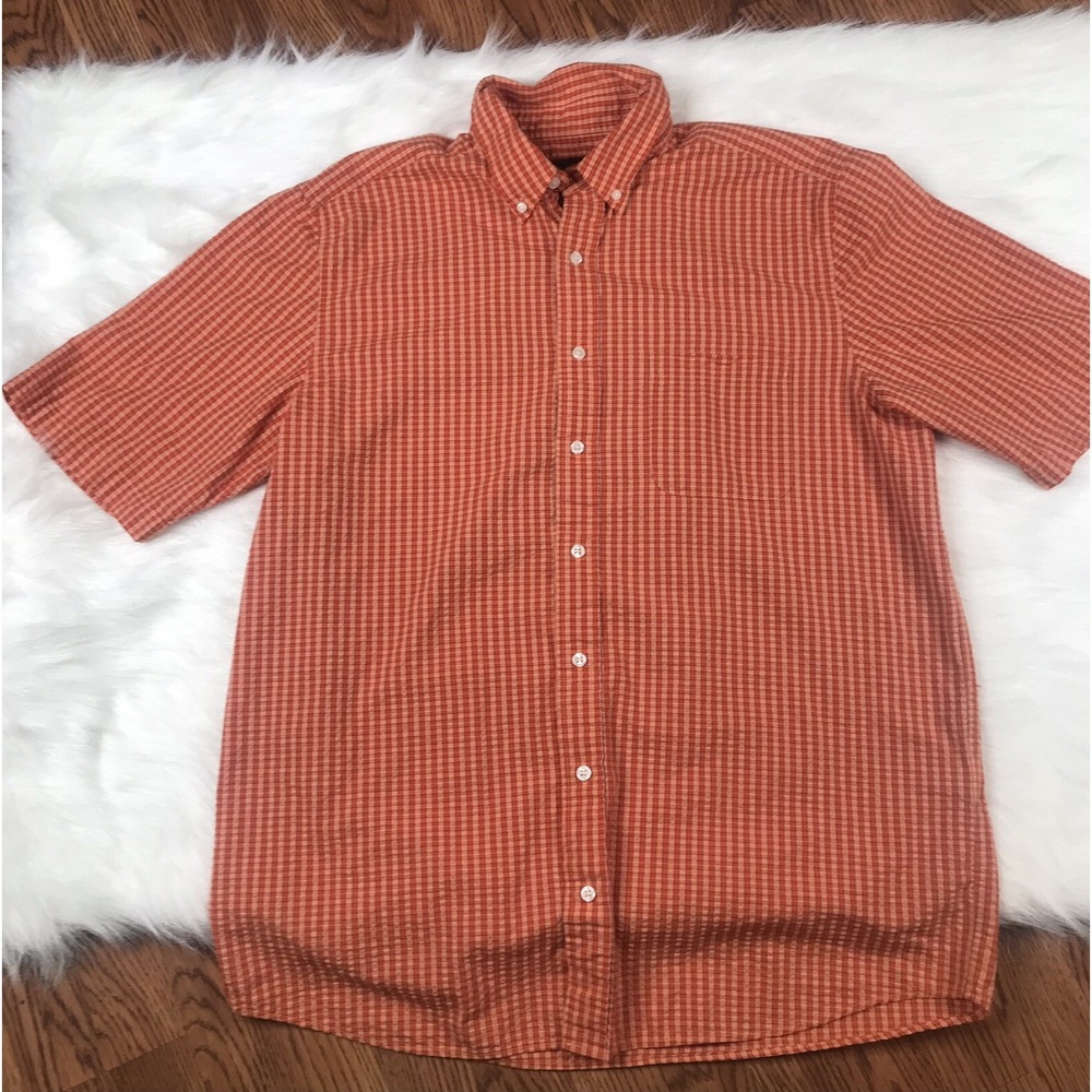 Mens Eddie Bauer Authentic Outdoor Outfitter Orange Button Up Shirt Size Tall L